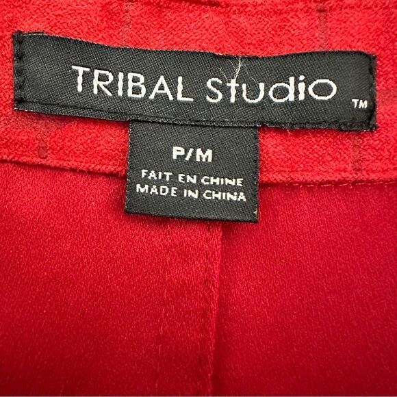 Tribal Studio Red Faux Suede Jacket Snakeskin Print Coat size PM - Picture 5 of 7